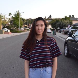 Striped Navy Blue, Red, & White Nautica Polo Shirt